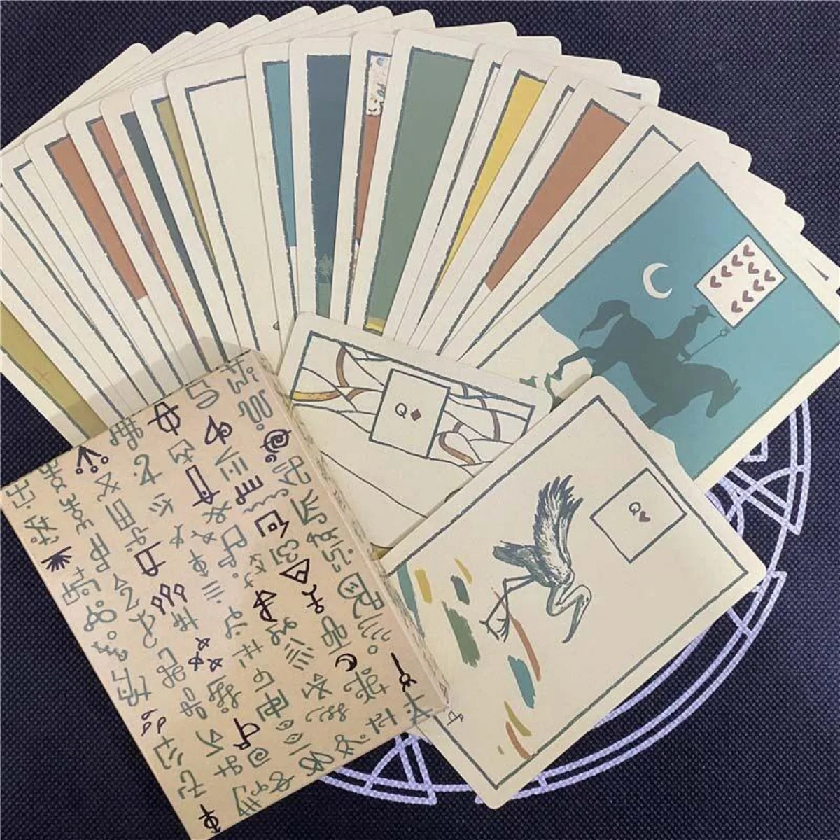 40 Sheets Green Glyphs Lenormand Oracle Cards Deck English Version