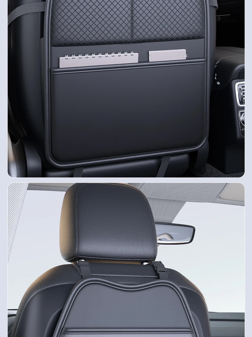 Neue Auto Sitz Schutz Abdeckung Auto Sitz Kick Proof Pad mit Taschen PU Auto Sitz Zurück Lagerung Tasche Multi-funktionale tablet Halter – Detail 15