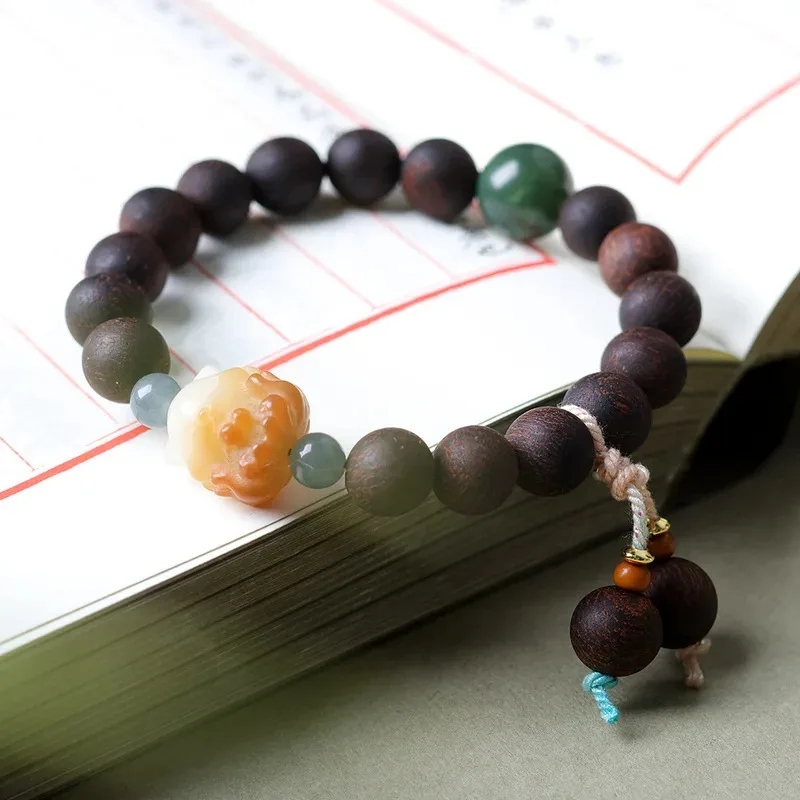 وصول جديد: سوار العود الأصلي بودي الجذر تسعة الذيل الثعلب الثقافي قطعة أثرية الحب تحت عنوان النمط الصيني حبة سوار