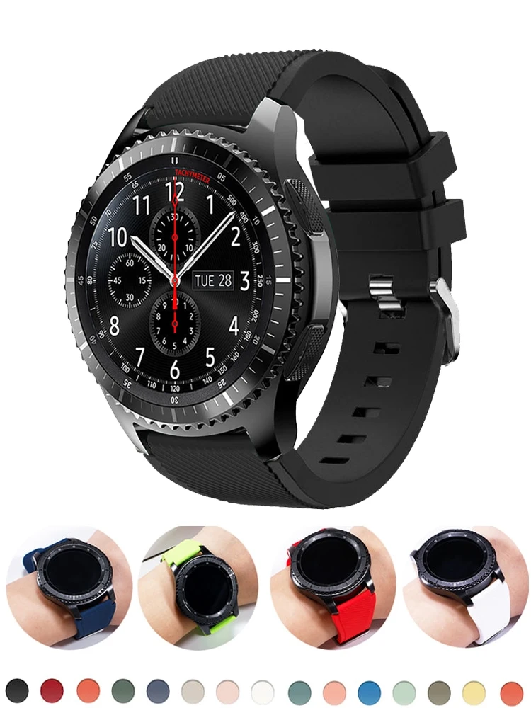 Pulseira de Silicone Esportiva 20mm 22mm para Samsung Galaxy Watch Gear S3/4/5/6/7 44mm 40mm e Huawei Watch GT 3/4/5/6
