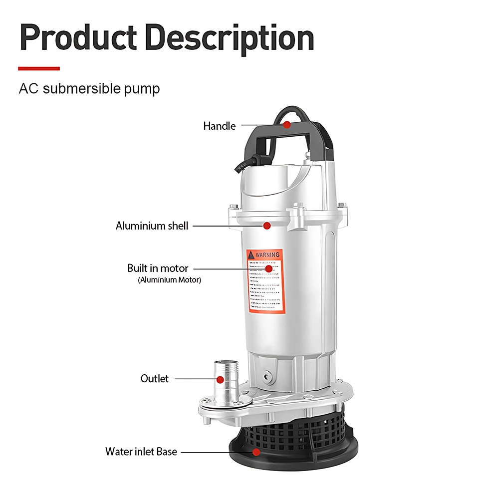 AC220V Submersible Water Pump 370W 15m Head 3m³/h Flow EU Plug 1