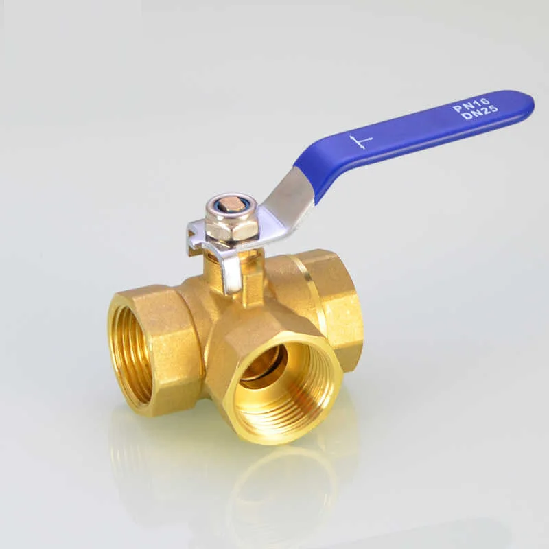 1/2 In Copper Three Way Ball Valve T Type L Type 1/4in 3/8in 3/4 In 1 In Inner Wire Valve Switch Water Pipe Heating Joint