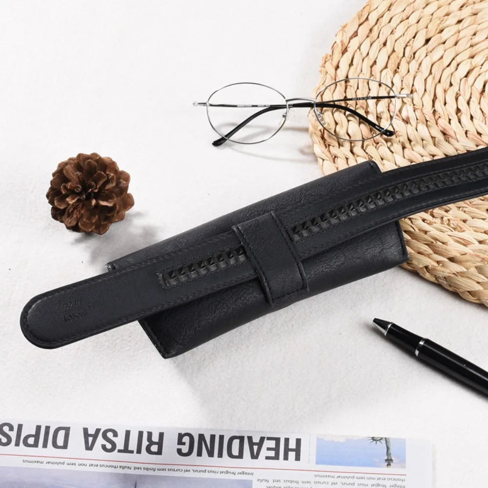 صندوق تخزين جلدي محمول لنظارات القراءة ، حالات حزام النظارات الشمسية القابلة للارتداء