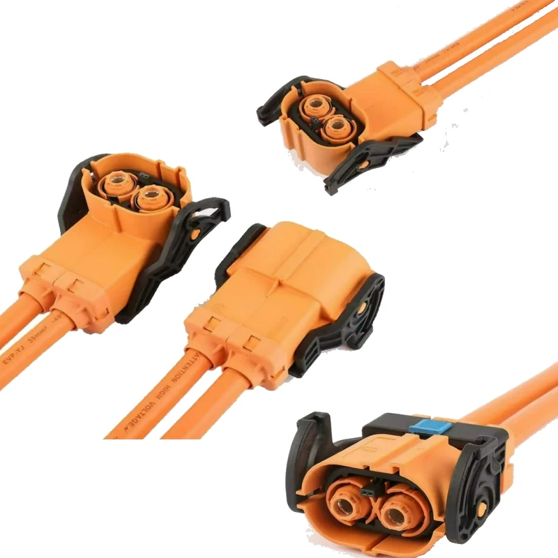 8Mm two-core high-voltage connector, in-line/curved plug holder, new energy automotive wiring harness male and female sockets