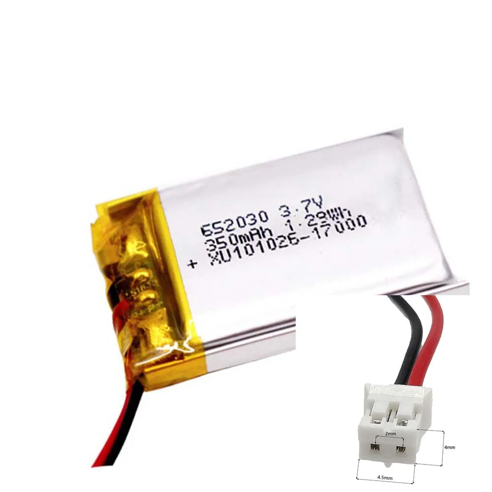 

3.7V 350Mah 652030 Li-Ion Li-Polymer Li Battery 2.0 JST 2Pin For GPS CHARGING POWER MP4 TABLET DVD MP3 CAMERA MOBILE POWER