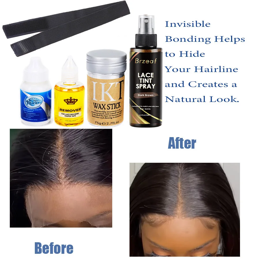 

Waterproof Lace Wig Glue For Lace Front Wig/Hair Extensions Liquid Adhesive Hair Glue + Wax Stick For Wig + Lace Tint Spray