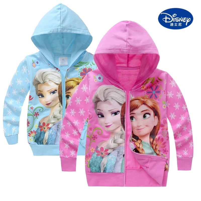 

Disney Girls Zip Hoodie Jacket | Magenta & Light Blue, Spring Fall Cardigan Coat
