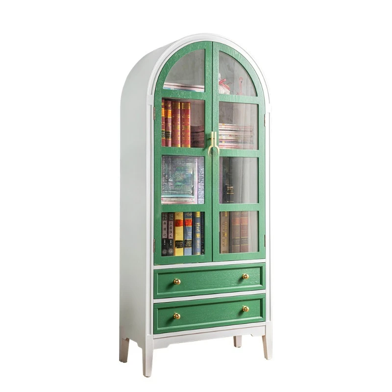 

Design Furniture Solid Wood Living Room Display American Glass Bookshelf Locker Semicircle Arch Bookcase