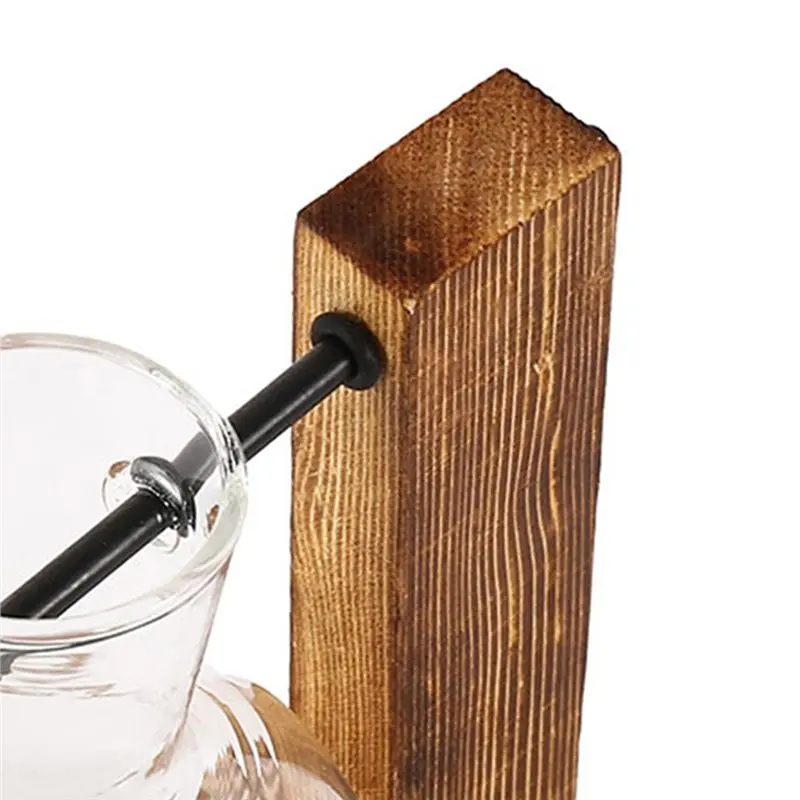 【HOUSEHOLD GOODS】Wooden Stand Bulb Vase Creative Glass Desktop Planter Hydroponic Plant Container Home Tabletop Decor Vases