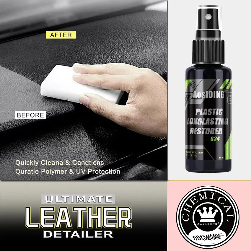 Car Plastic Restorer Crystal Clear Auto Interior Leather & Panel Renewal Wax Coating Agent Back To Black Gloss Car Wax Polish