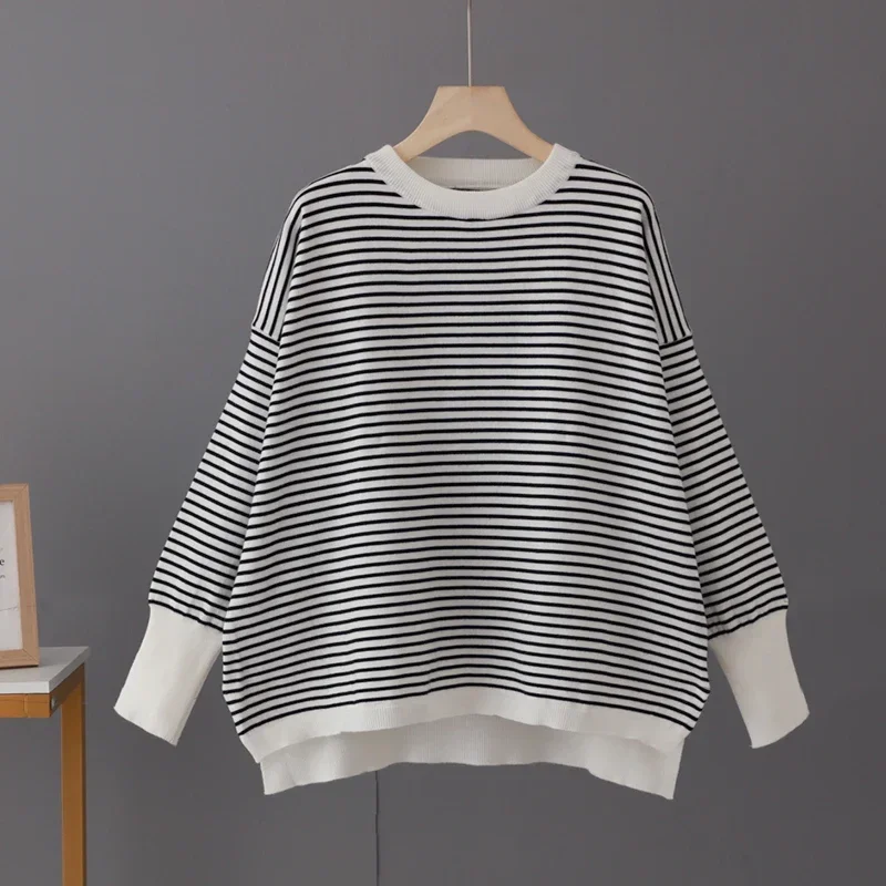 Stripe Knitted Sweater Women Pullovers Winter New Design Warm Soft Sweater for Women Korean Wide Retro Autumn Women Pullover