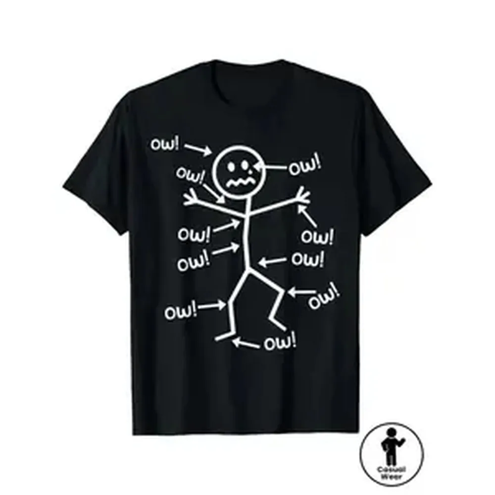 Humorous Chronic Pain Awareness Round Neck Short Sleeve T-Shirt, Summer Casual Everyday Top, Machine Washable Daily Wear