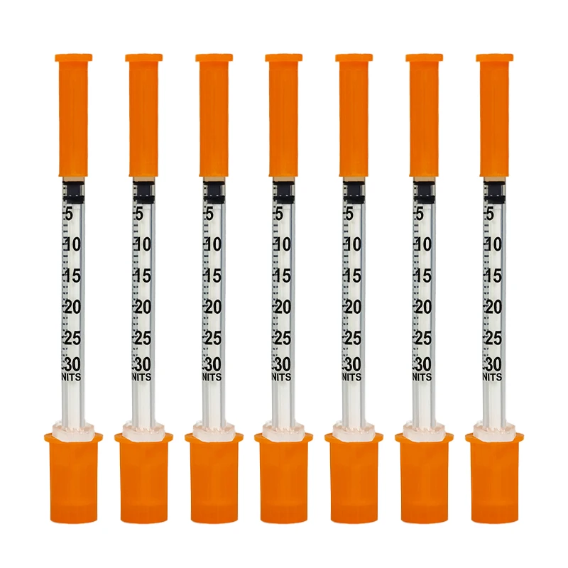 0.3ml Sterile Disposable Insulin Syringes with 29G 13mm Needle, Individually Wrapped for Lab Measuring Tool Pet Feeding,100PCS