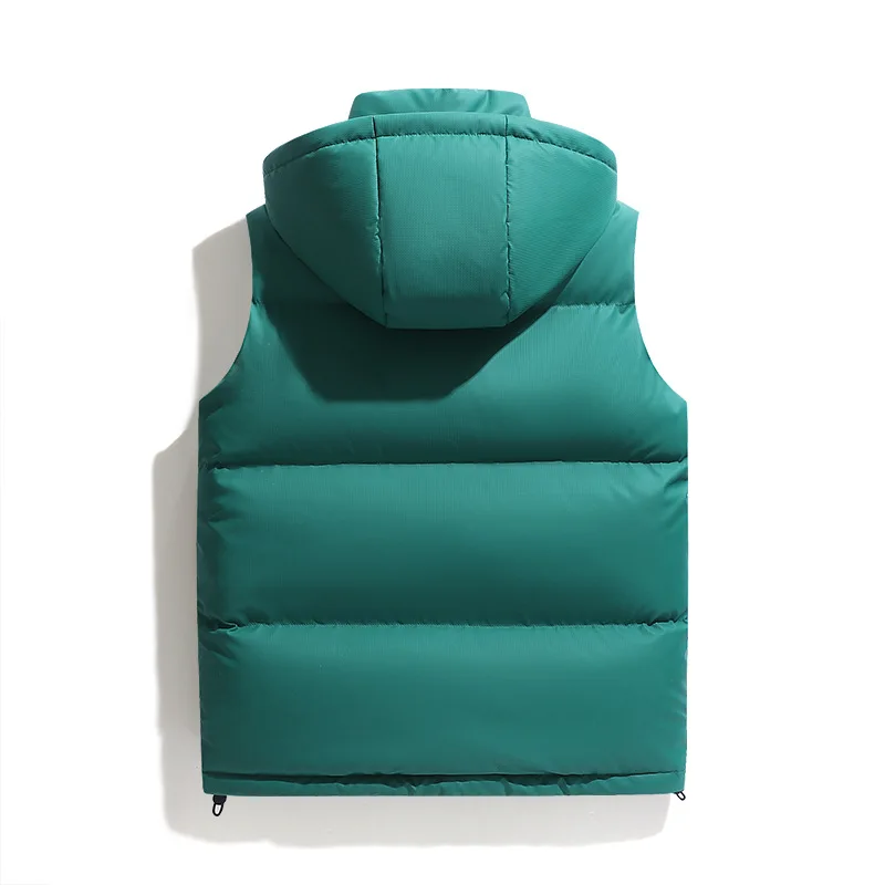 Piumini con cappuccio solidi Piumini da uomo con cerniera Tasche senza maniche Cardigan Vestibilità ampia Autunno 2025 Casual Leggero elasticizzato