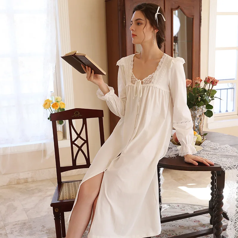 

IRENE TINNIE 2022 Fall Palace Long Sleeve Loose Fashion Elegant Princess Pajamas Nightdress Women Lenceria Femenina Sleepwear