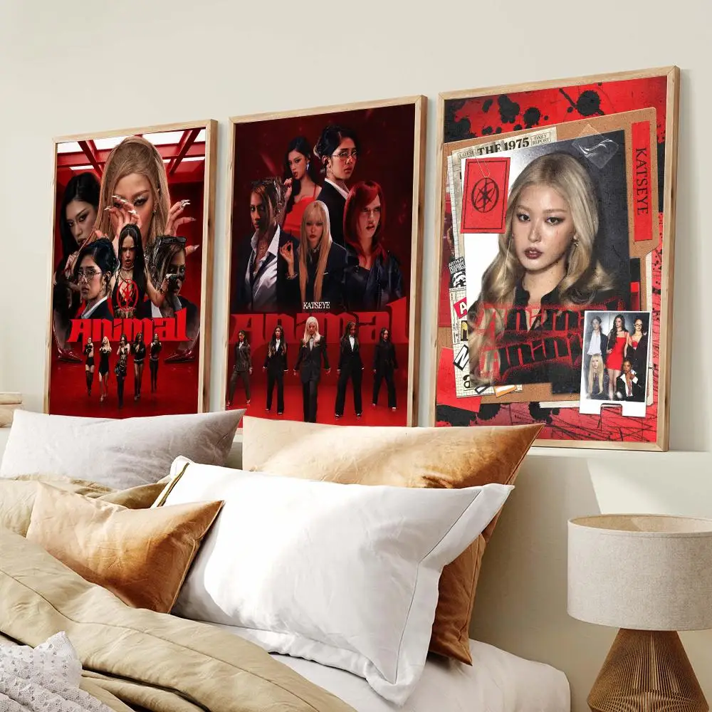 Band K-KATSEYE Animal Poster Modern Aesthetic Wall Art Print Trendy Bedroom Home Decor Gift