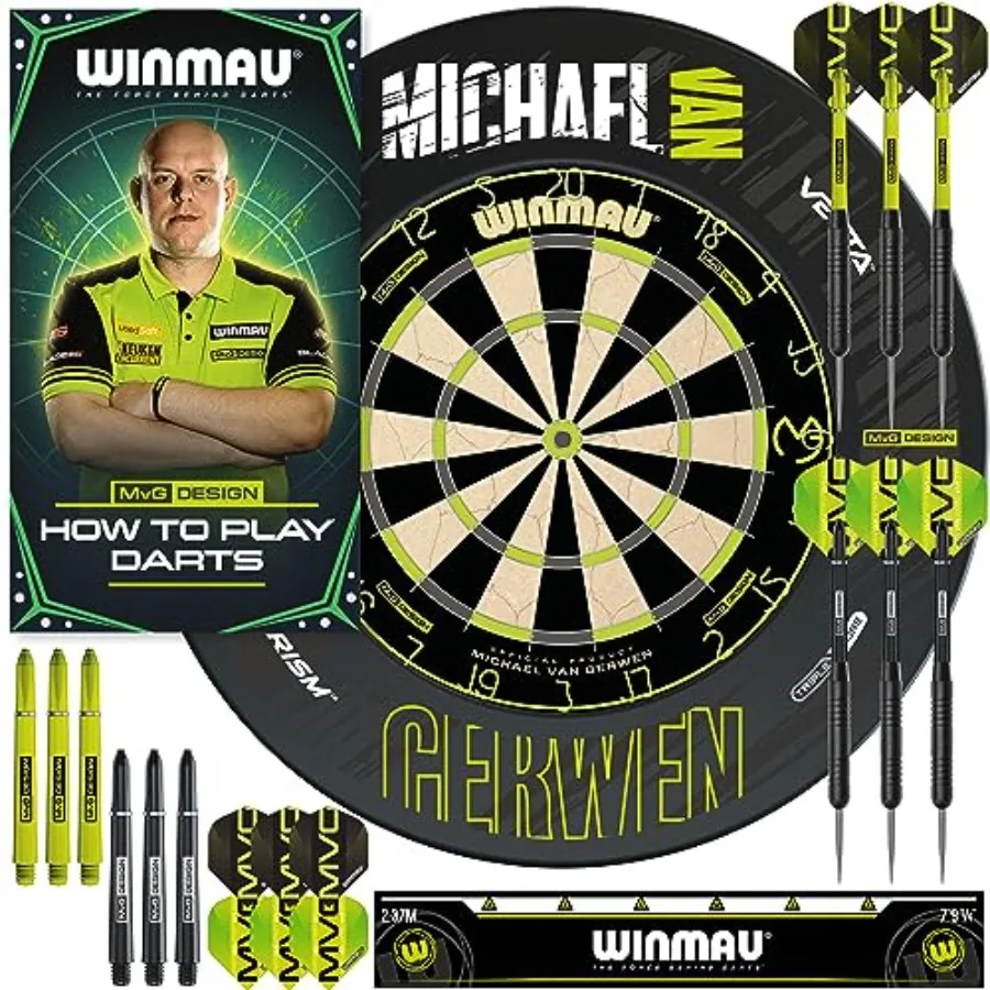 

Dartboards, cabinets, surrounds, darts and accessories set for professional play steel-tip, black finish, includes premium tung