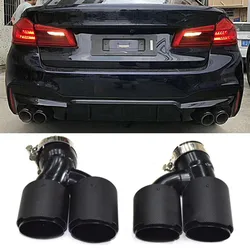 Dual Out Exhaust Tip Carbon Fiber Muffler Tip H Shape Tailpipe For BMW 525i 528i 530i G30 G31 2018 5 Series Exhaust Tip Nozzle