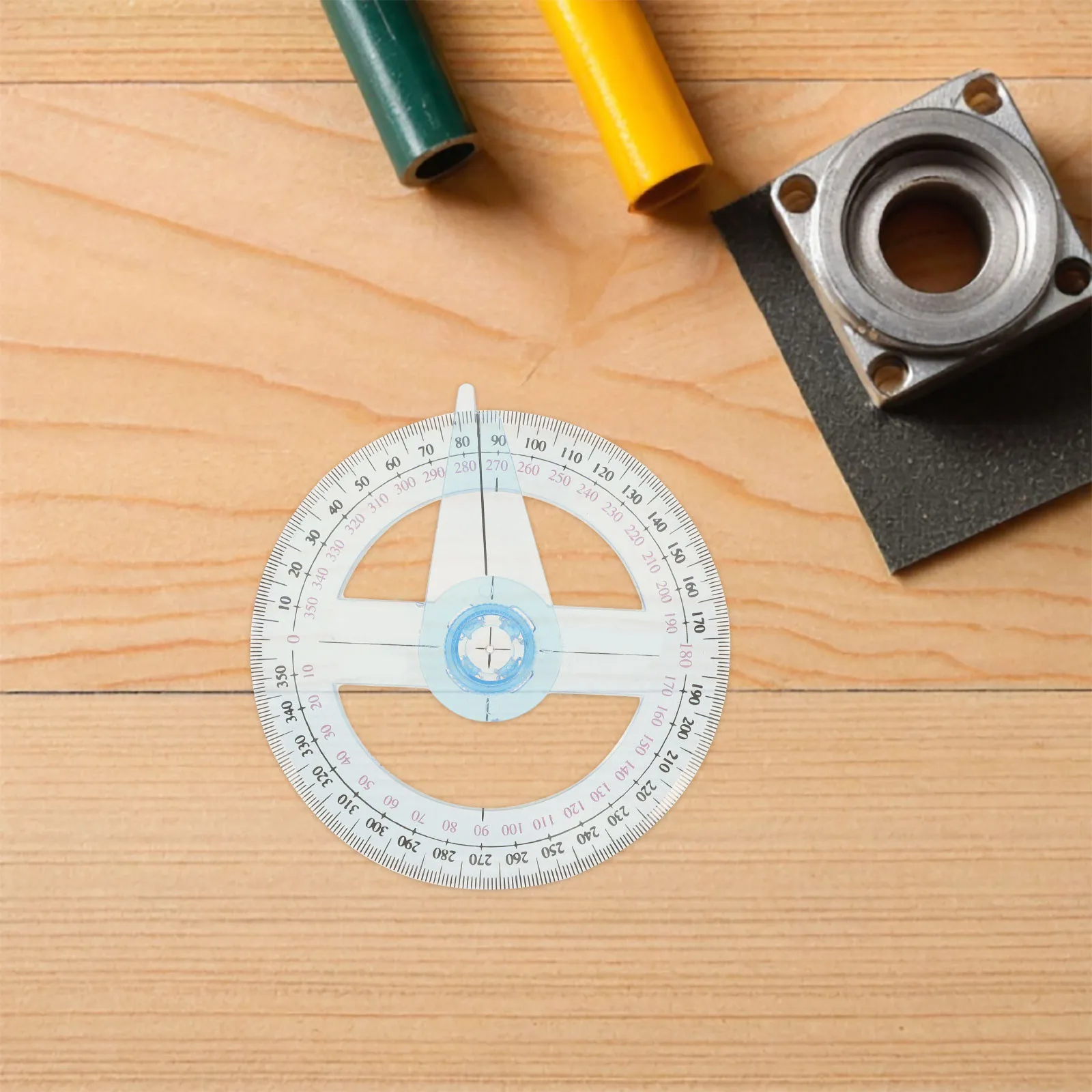 5Pcs 360 Degree Protractor Plastic Circular Geometry Ruler Accurate Angle Measurement Drafting Tools for School Classroom Office