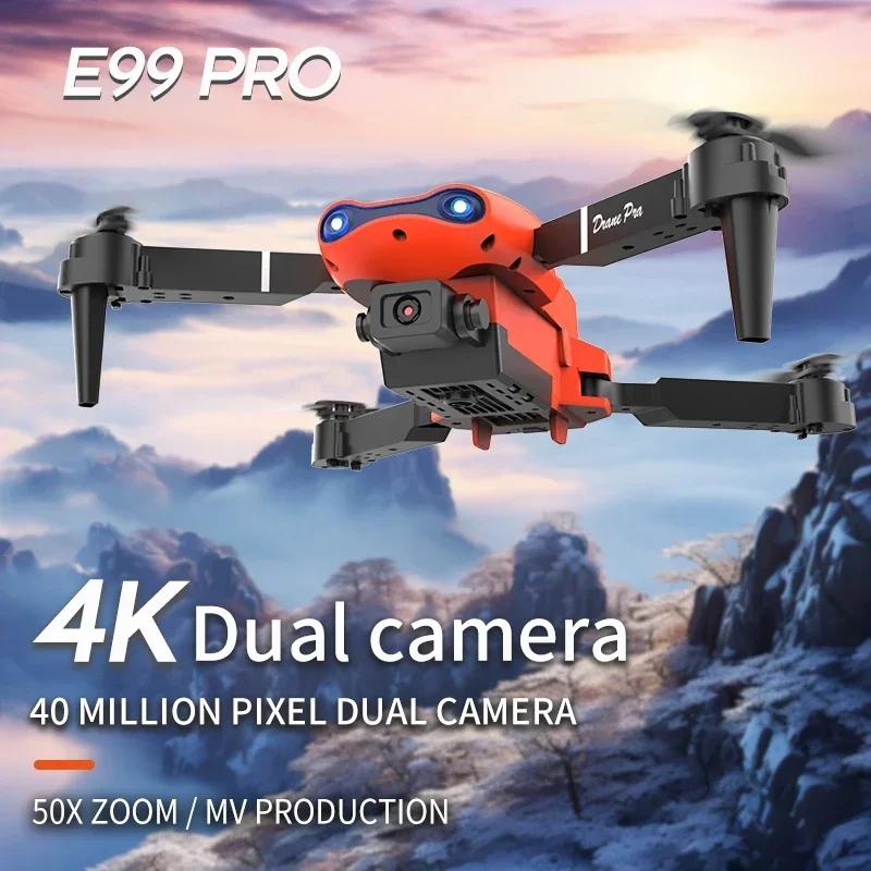 미니 E99Pro 접이식 RC 헬리콥터 5G WiFi FPV 4K 듀얼 HD 카메라 드론 (고도 유지, 광각, 전문 항공 사진 촬영 기능 탑재)