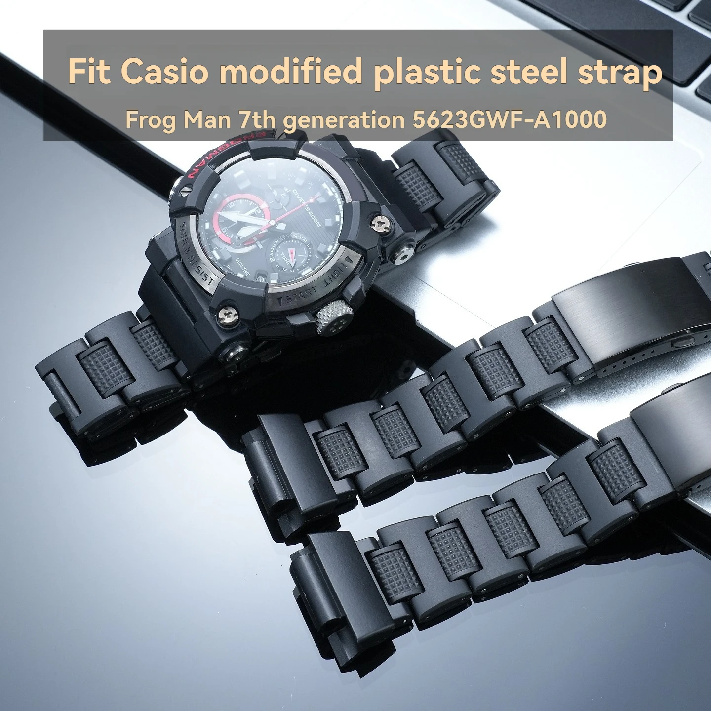 Lightweight Plastic-Steel Watch Band—Designed Specifically for the Casio G-SHOCK Frogman 7th Generation GWF-A1000 5623