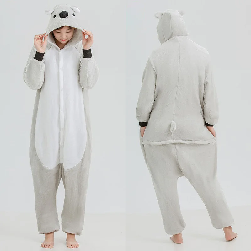 Gray Koala Sleepwear Pajamas Animal Cosplay Costume Flannel Pijama Warm