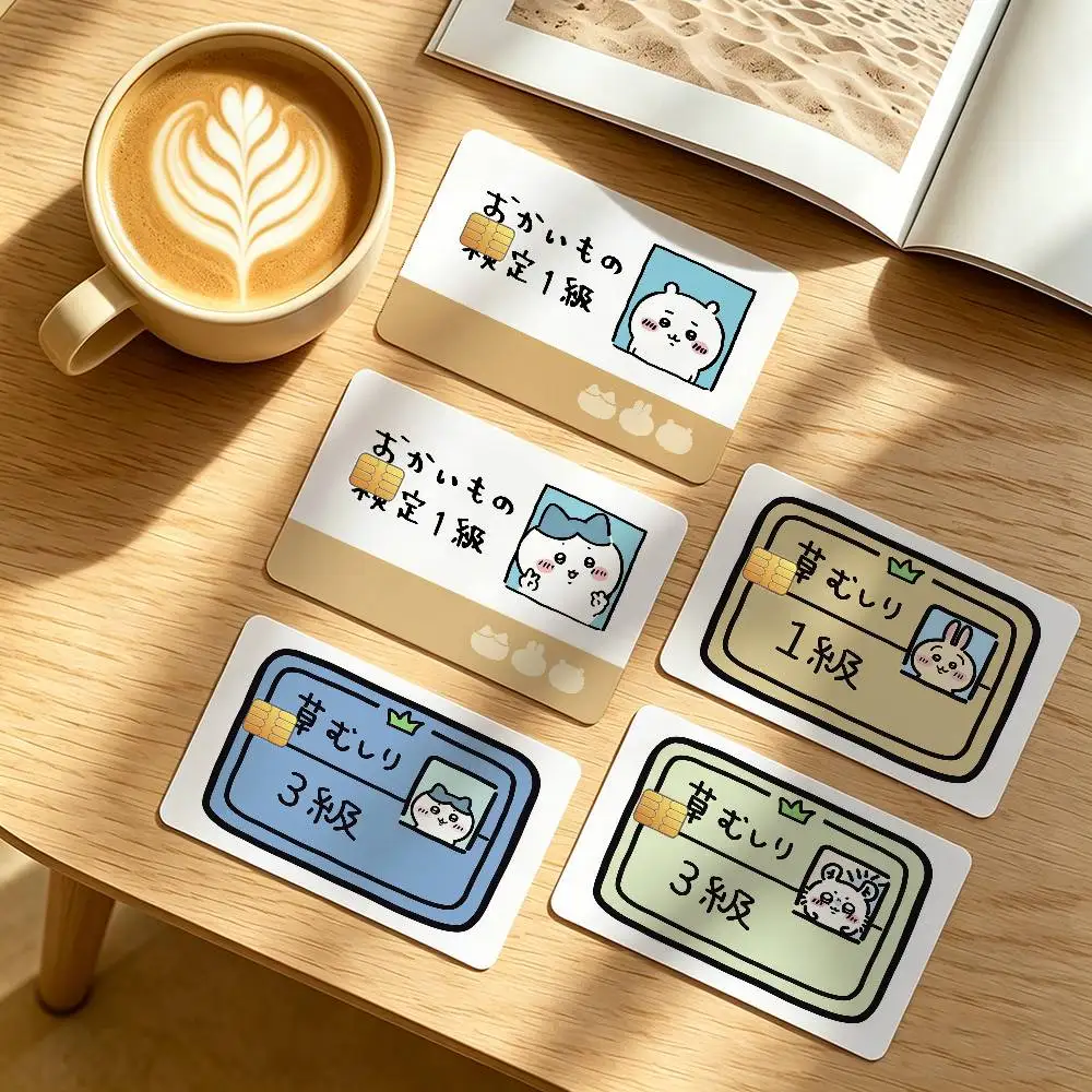 C-Chiikawa Weed Control Permit Waterproof Anti-Scratch Card Skin Stickers 4Pcs Stylish Decor Covers for Credit & Debit Cards