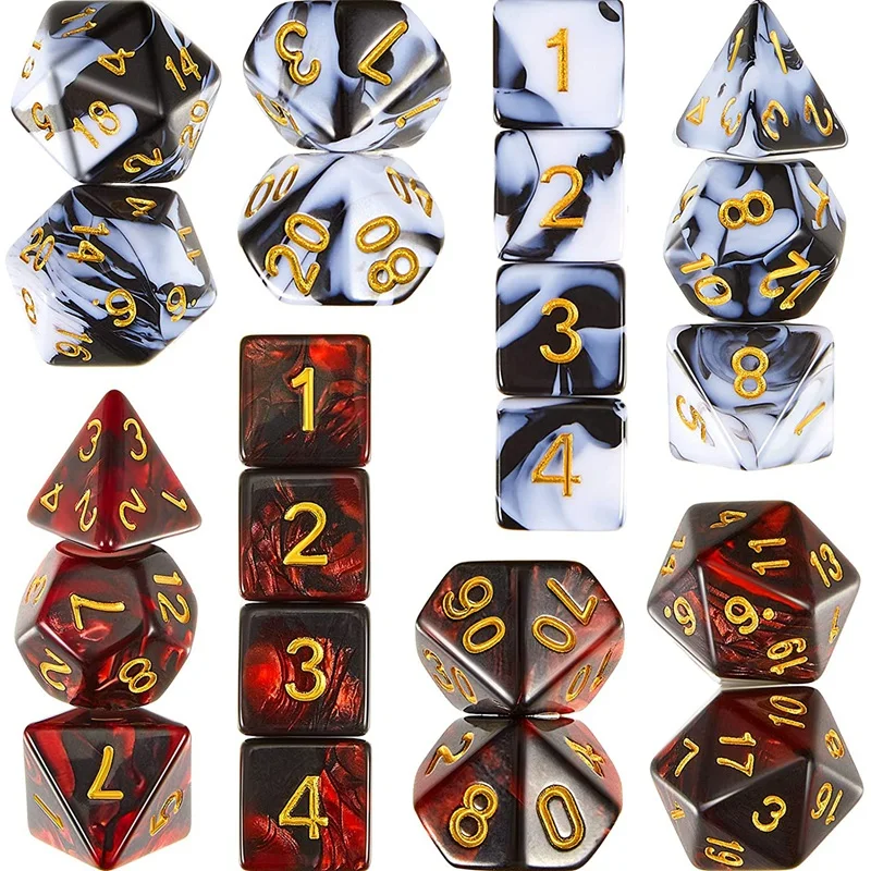 Juego de dados poliédricos, juego de dados multilaterales, tacto suave con bolsa de cordón, DND, RPG, MTG, juego de mesa, 2 juegos, 11 juegos