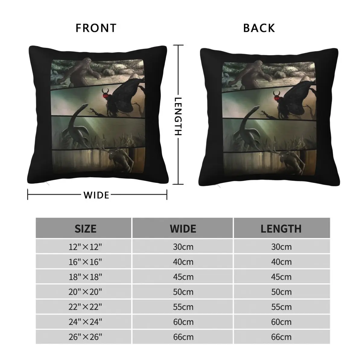 Bigfoot Mothman Nessie Cryptid Pillowcase Polyester Linen Velvet Printed Zip Decor Sofa Seater Cushion Cover