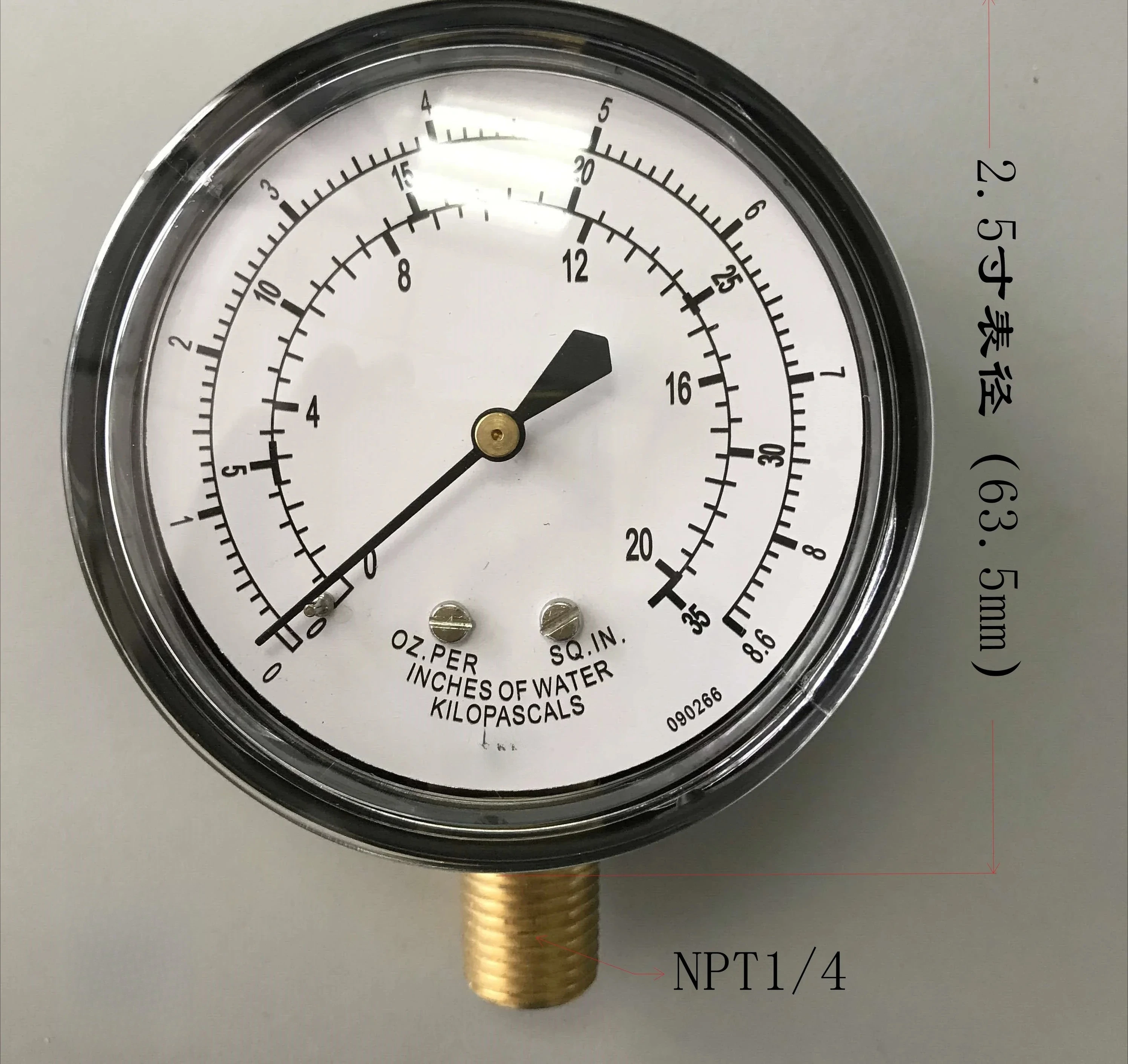 G22709 Marsh alltown capsule micro pressure gauge, pressure gauge 8.6KPA 3.5KPA 3PSI 10