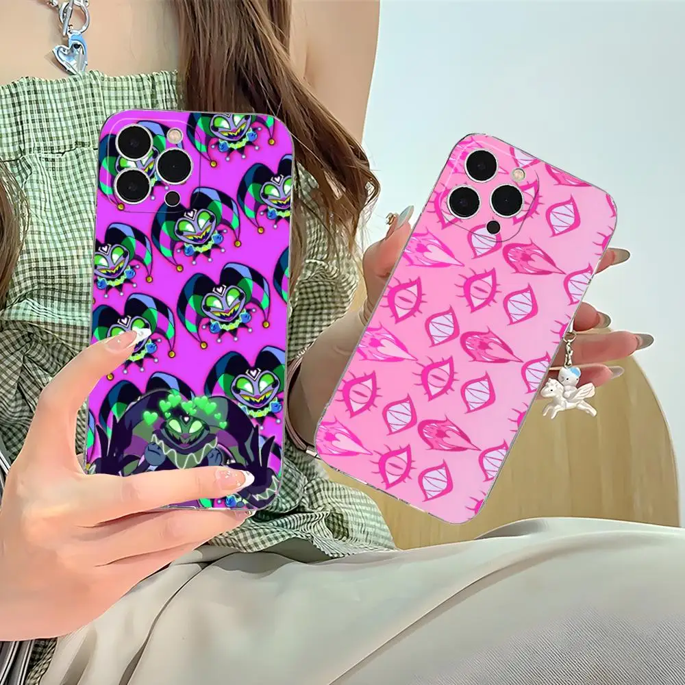 حافظة هاتف محمول H-Helluva Boss لهاتف iPhone 16 15 14 13 12 11 X XR XS 8 6 Pro Max Plus غطاء حماية صغير بلون واضح جميل