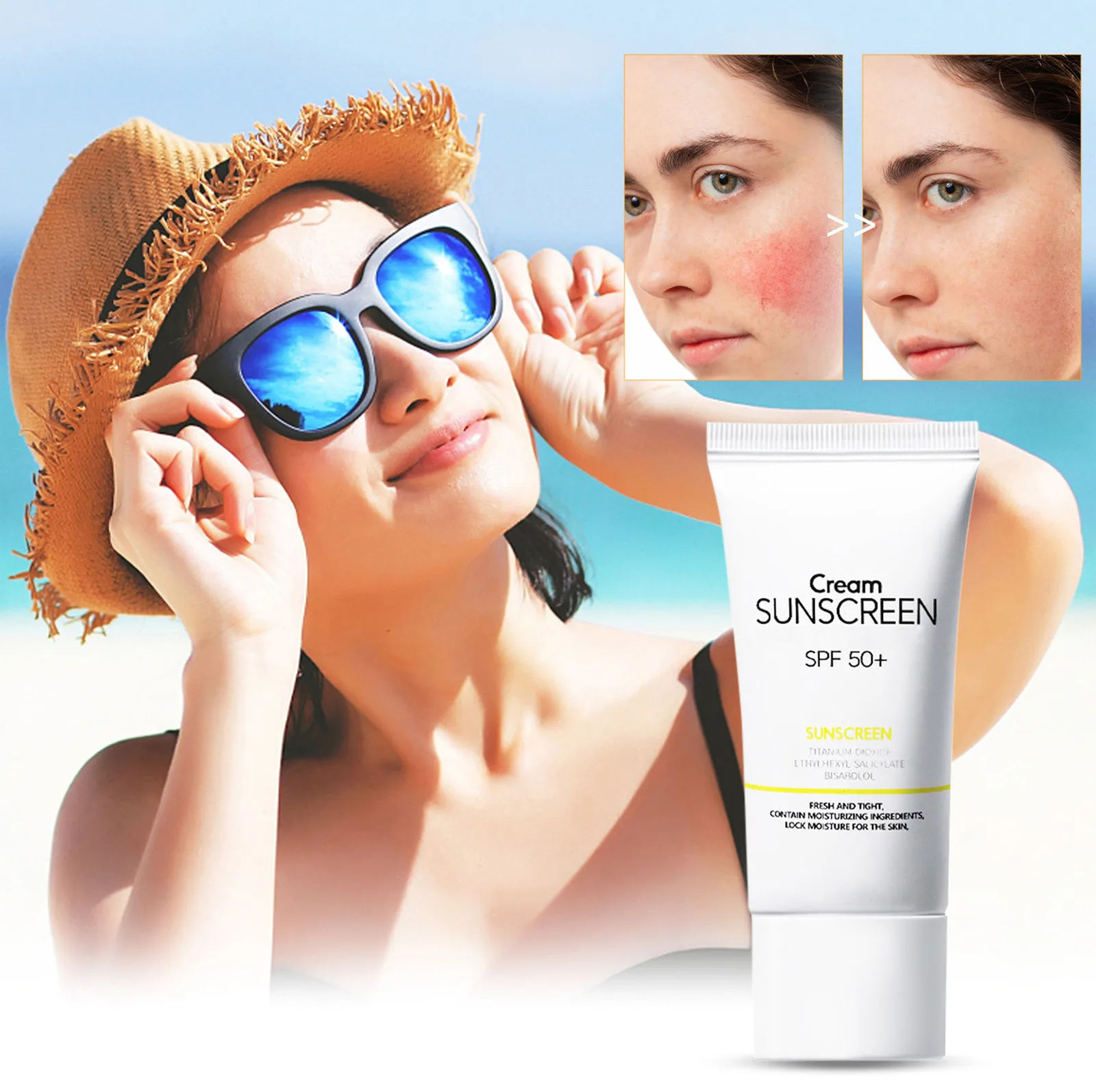 

1pc 50+ Women Sunscreen – Safe Natural Sunblock For Women - Water Resistant Sun Cream – Broad Uva/Uvb Sun Protecting 60g