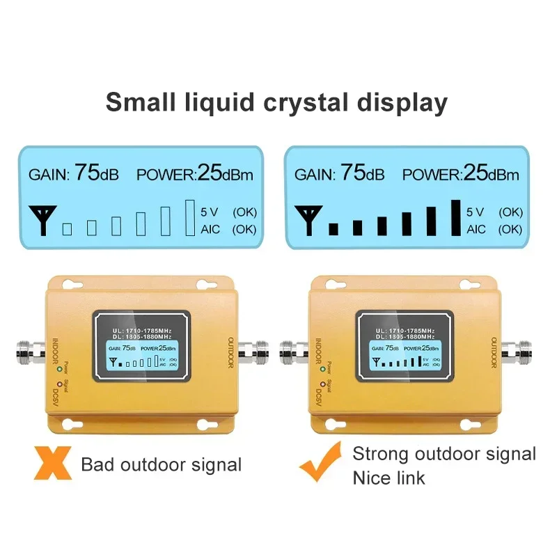 2025 مكاسب عالية 70dbi 2G 4G DCS 1800MHz الهاتف المحمول الخلوية الخلوية إشارة الداعم