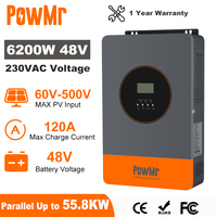 PowMr 6.2KW Hybrid Solar Inverter 48V 220V Off Grid Inverter with MPPT 120A Charger Work without Battery Parallel Up to 9 Units