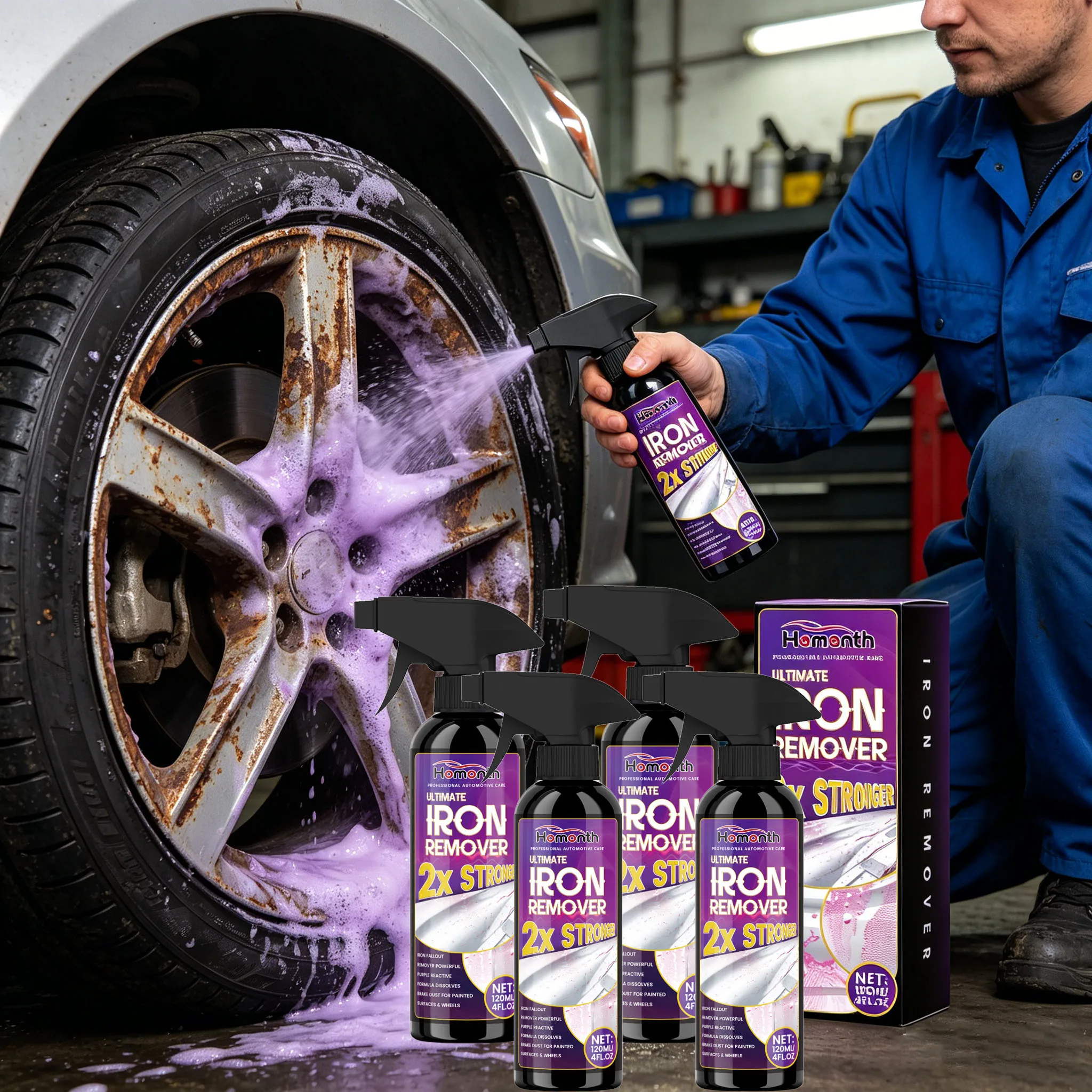 Car Iron Remover Spray Elimination Iron Particles Buildup Decomposes Oxide Wheel Rim Maintenance Metal Iron Powder Stain Cleaner