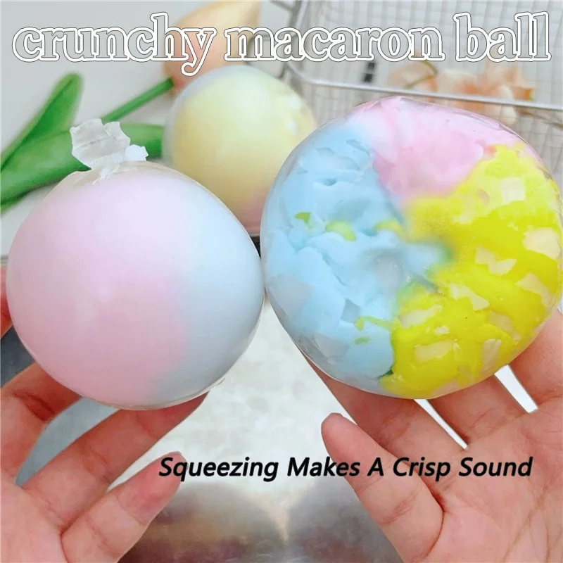 Macaron Crispy Squishy Ball Chocolate Crispy Outer Squeeze Stress Relief Fidget Toy ASMR Sensory Calming Desk Decompression Gift