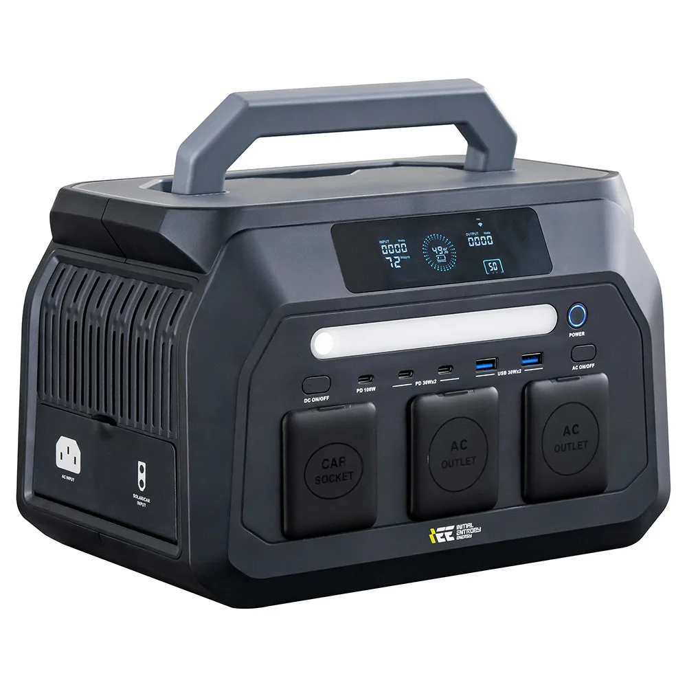 IEEtek P800 800W 512Wh LiFePO4 Prtable Power Station, 600W AC Input, 300W (XT60 Port, 12-60V) PV Input (MPPT), 100% Recharge In About 1.1 Hours For Super-Fast Eecharging.
