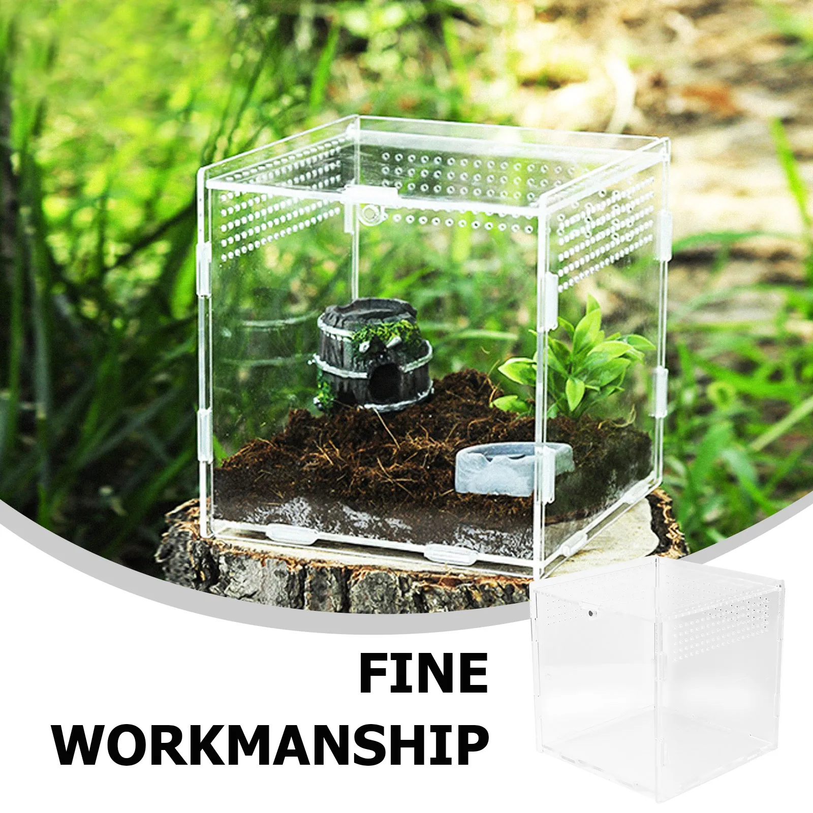

Spider Terrarium Acrylic Breeding Tank Large Space Easy Feeding Transparent Reptile Box Pet Container Safe Design Climbing
