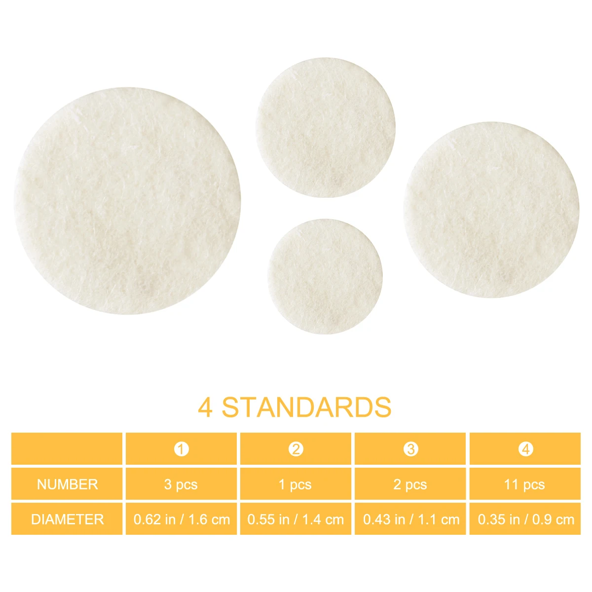 

17pcs Clarinet Pads 3x17 3mm 1x15 1mm 2x12mm 11x10mm Felt White Wind Instrument Woodwind Accessories Non Self