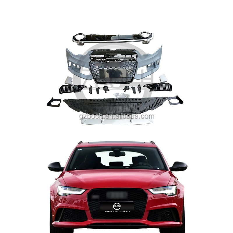 

RS6 Bumper Kit For Audi A6 Upgrade RS6 2016-2018 Car Parts Front Bumper Assembly Car Grill