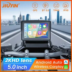 Grabadora 2K para motocicleta, reproductor Multimedia, navegación GPS, inalámbrico, CarPlay, Android Auto, IP67, pantalla impermeable, Bluetooth, novedad de 2024