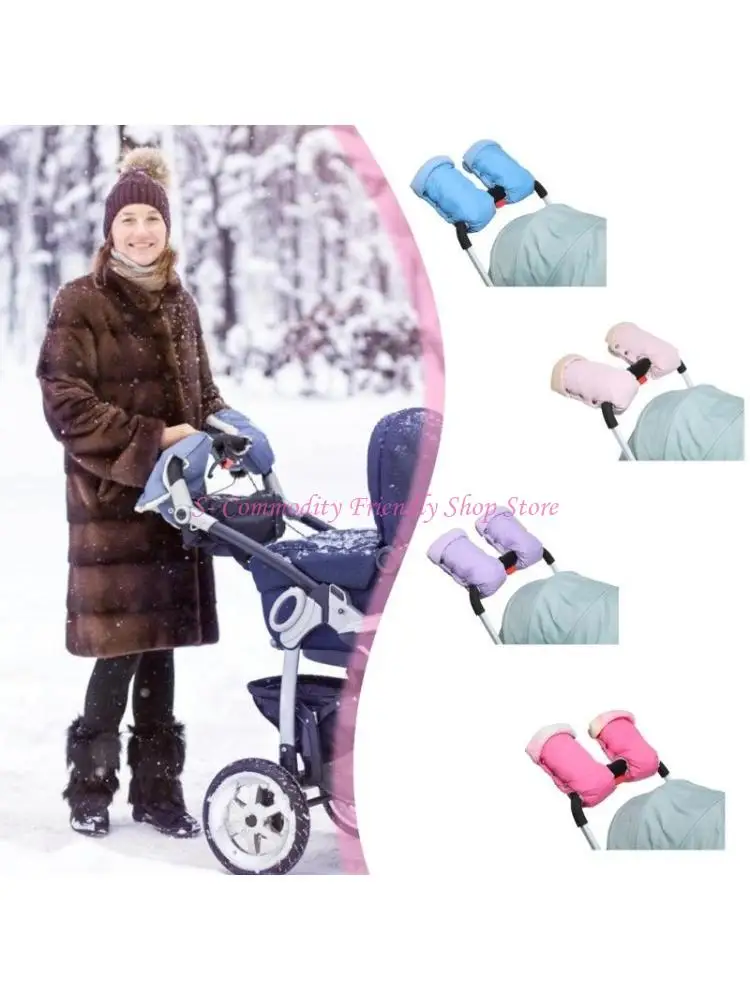

85AE Multifunctional Strollers Hand Cover Cold Weather Plush Lined Strollers Hand Muffs for Parents Comfortable Hand Wrap