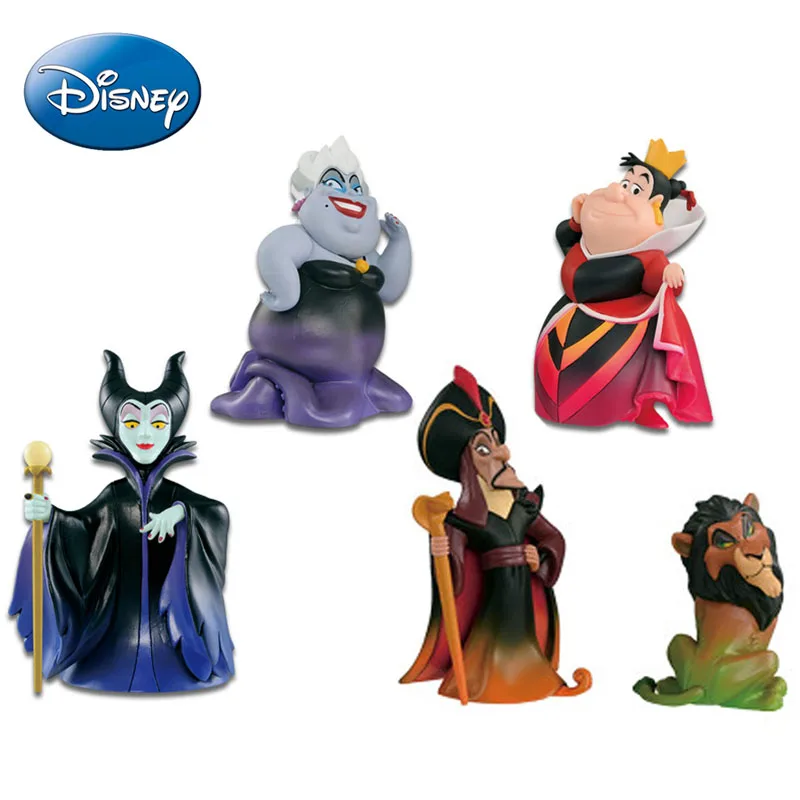 Disney Villains Action Figures Toys Lion King Scar Ursula Jafar Maleficent Red Heart Queen Anime Figure Dolls Collection