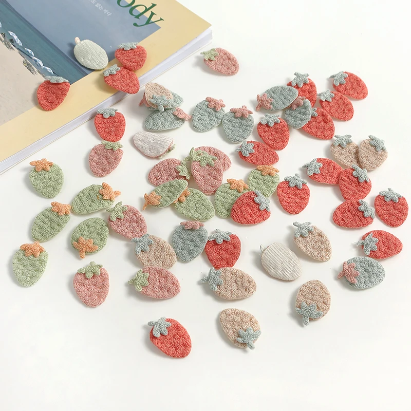 50pcs 3cm Mini Strawberry Patch DIY Clothing Sewing Supplies Wedding Decoration Craft Handmade Hair Scrapbook Costume Accessory