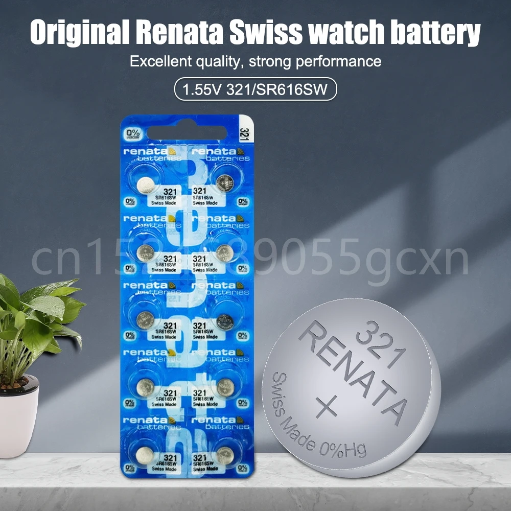 Renata 321 SR616SW SR616 V321 GP321 batería de reloj de óxido de plata de 1,55 V para Calculadora de reloj de escala, pila de botón hecha en Suiza