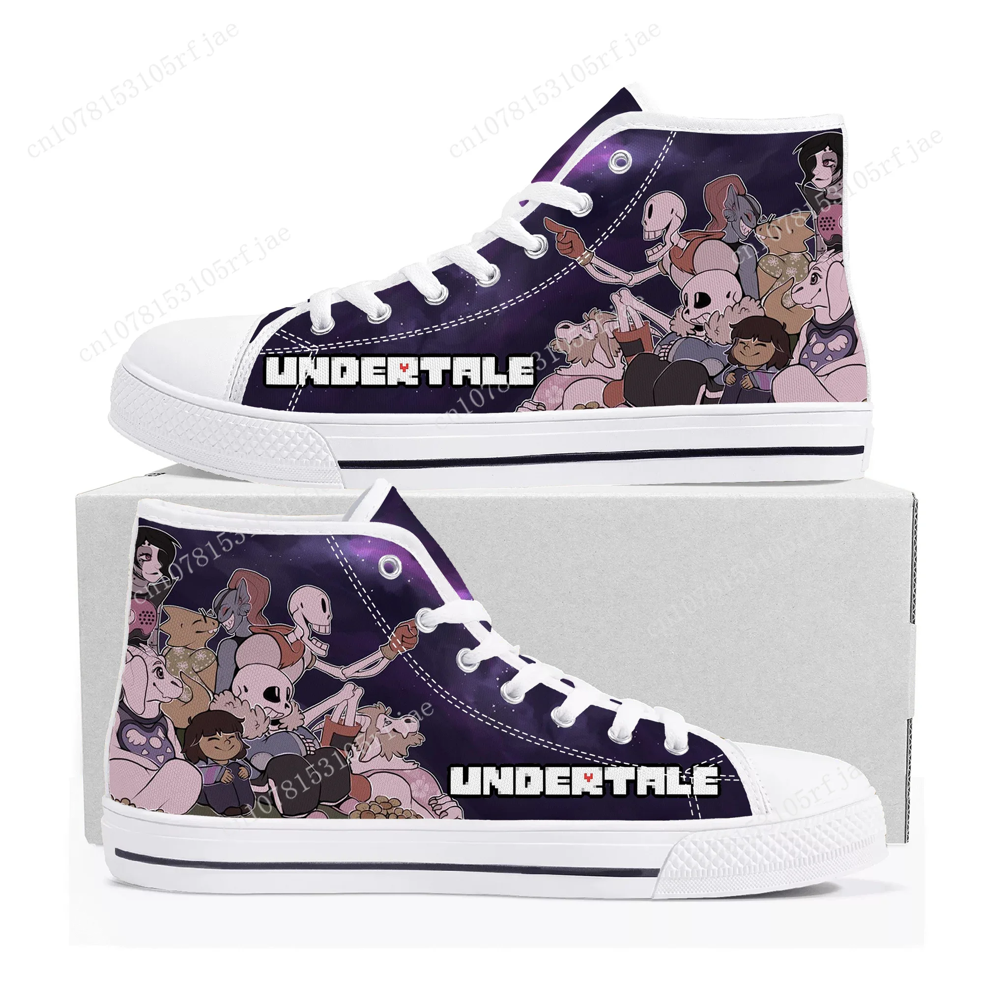 

Cartoon Game Undertale Sans Skull High Top Sneakers Mens Womens Teenager High Quality Canvas Shoes Casual Tailor Made Sneaker