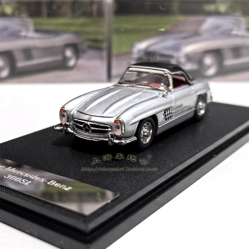 Model samochodu Benz 300SL Convertible w skali 1:64, odlewany z metalu, z otwieranymi przednią i tylną maską, kolekcjonerski model ze stopu, zabawka, prezent, pamiątka, ekspozycja.