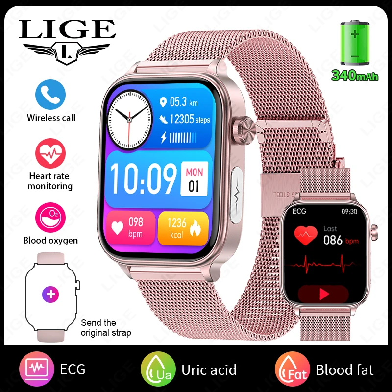 2025 New ECG+PPG Smart Watch Women Heart Rate Blood Lipid Uric Acid Women Menstrual Health Tracker Smartwatches For Android iOS