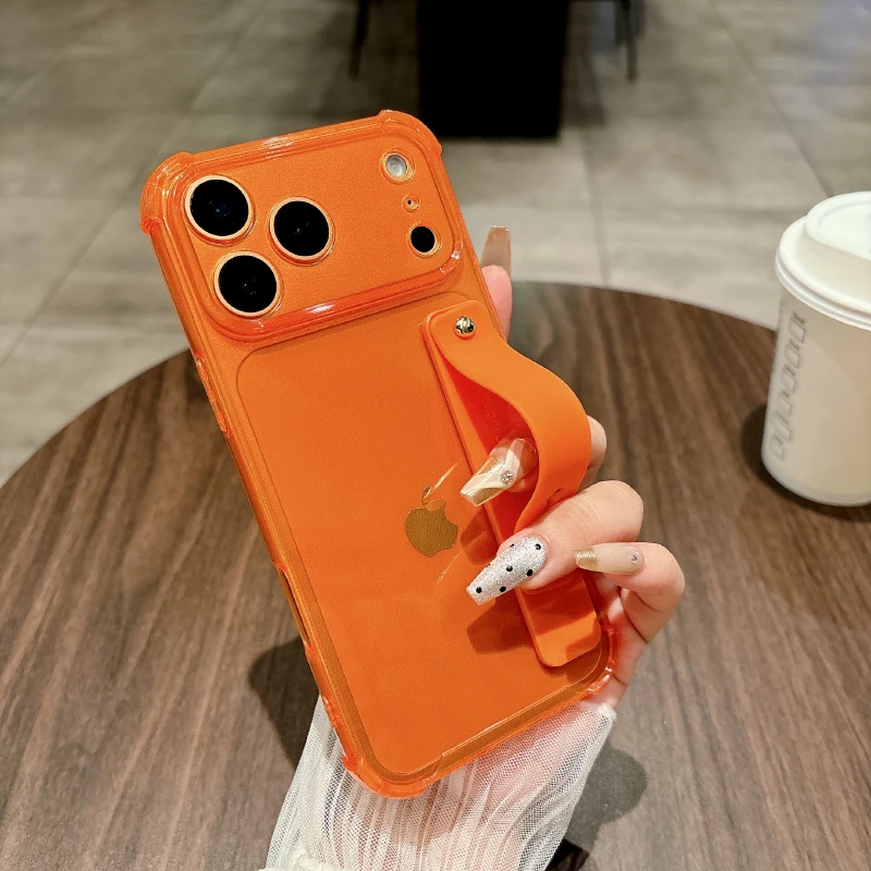 أربعة ركن مكافحة قطرة حلقة معصمه حامل لينة بولي TPU شفافة جراب هاتف آيفون 17 برو ماكس 15 14 12 13 Mini 11 16 Pro Max #2