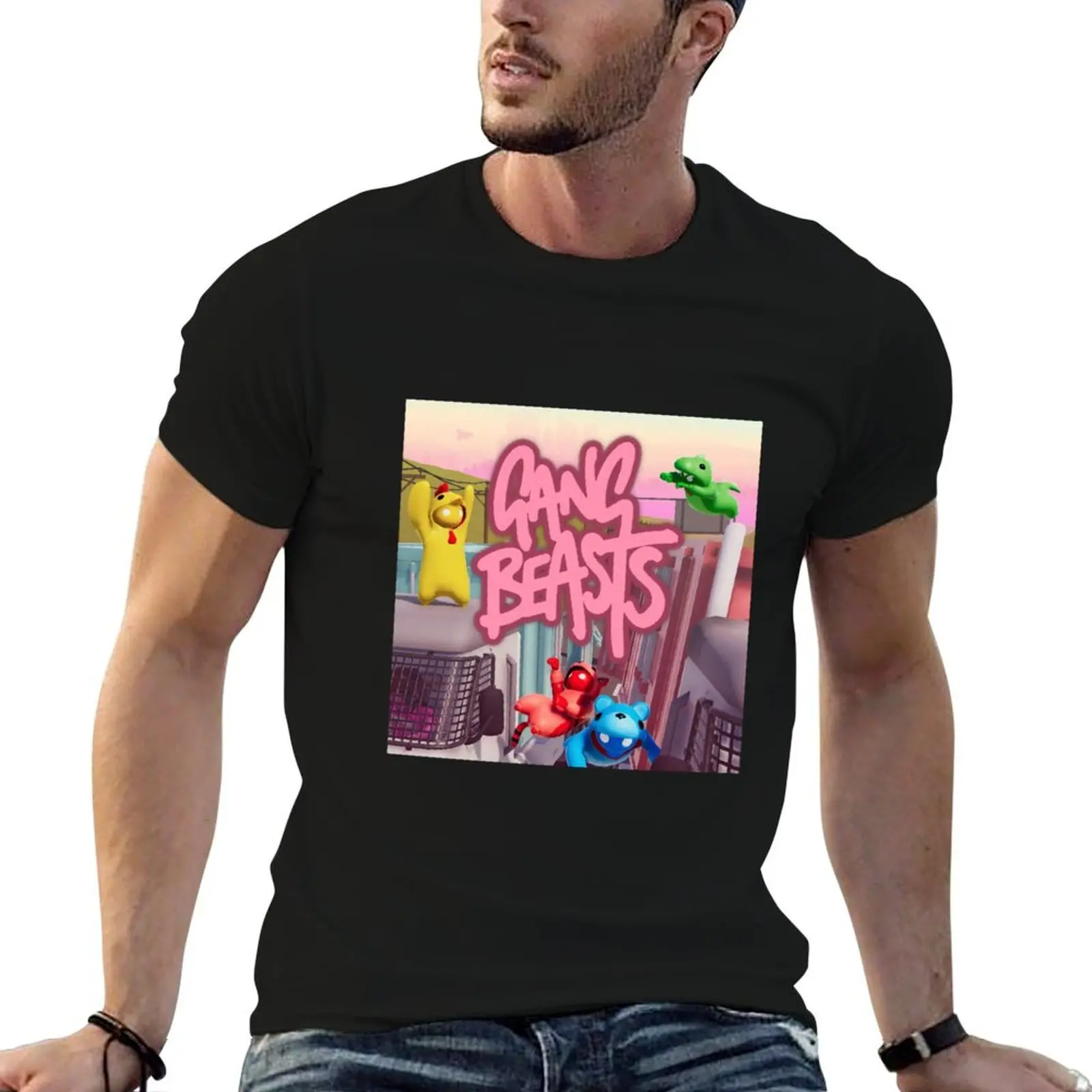 Camiseta Gang Beasts, camisetas de algodón para hombre, camiseta 100% de algodón para hombre, camisetas de marca de lujo, camiseta 100% de algodón